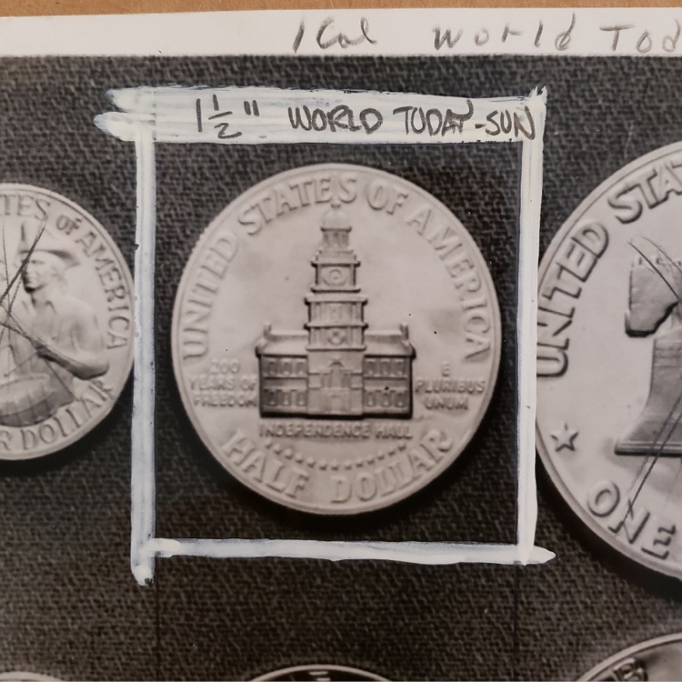 1968-Press-Photo-Clipped-Planchet-And-1975-Press-Photo-Bicentennial-Coins-To-Be-Released