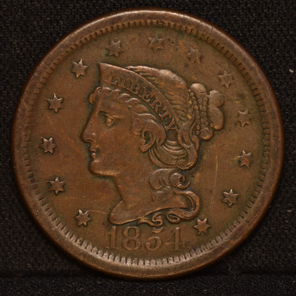 Four-1854-Braided-Hair-Large-Cents---Different-Dates-Positions