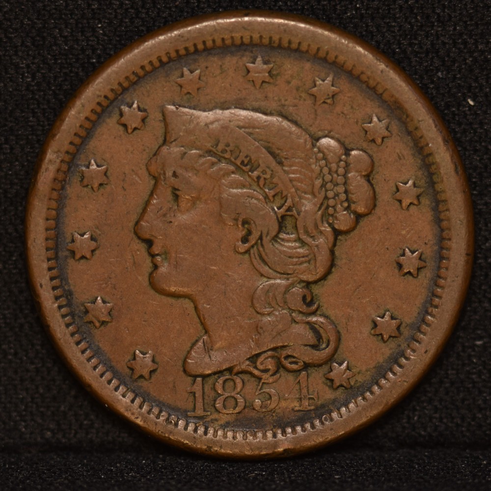 Four-1854-Braided-Hair-Large-Cents---Different-Dates-Positions