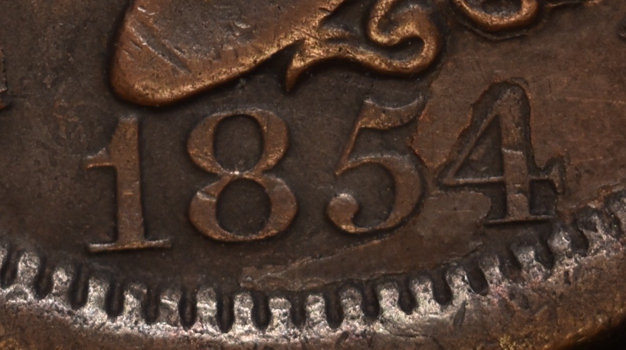 Four-1854-Braided-Hair-Large-Cents---Different-Dates-Positions