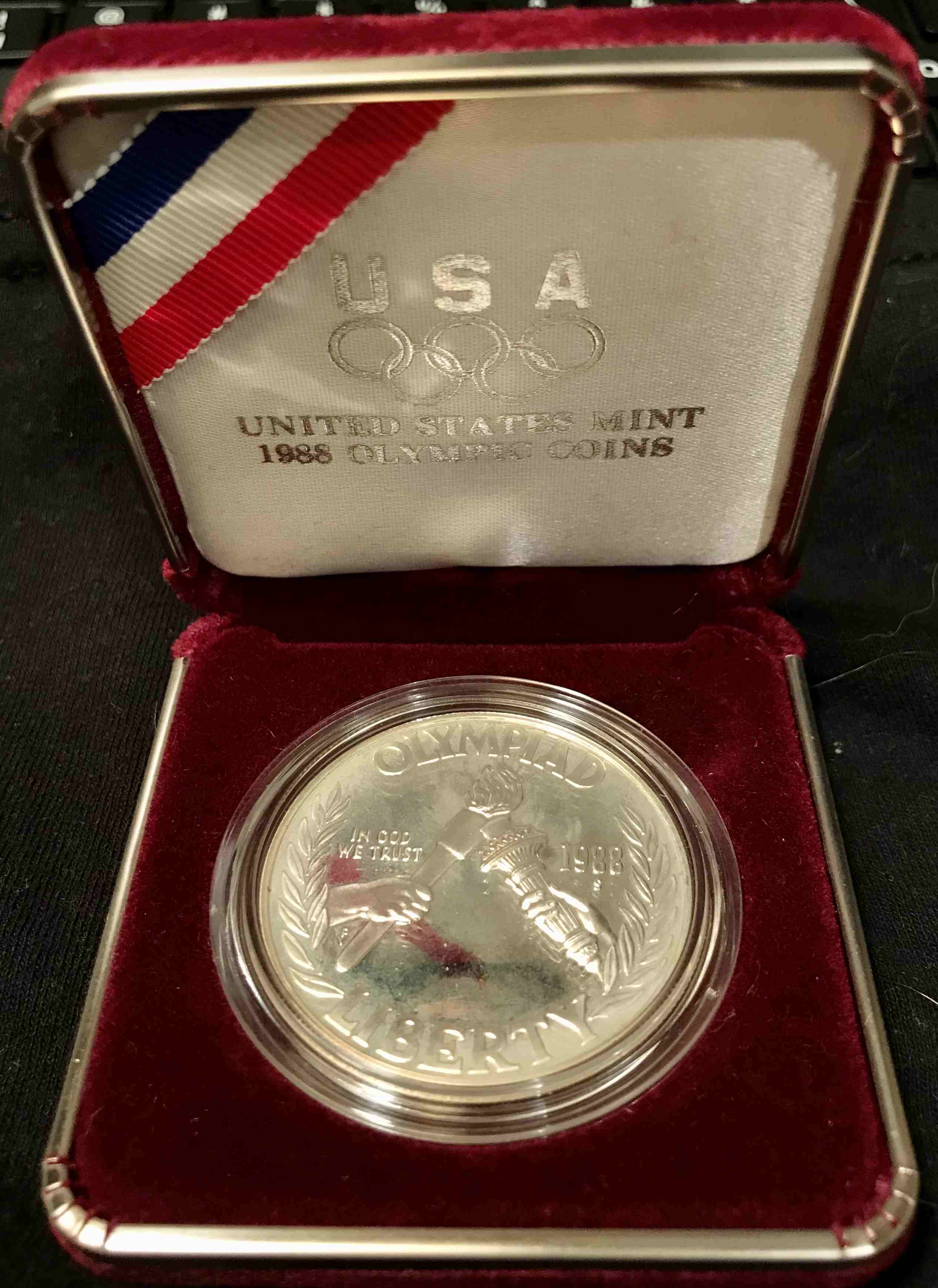 United-States-Mint-1988-Olympic-Coin---Proof-Doc.-In-A-Box-Inside-Boxes!!