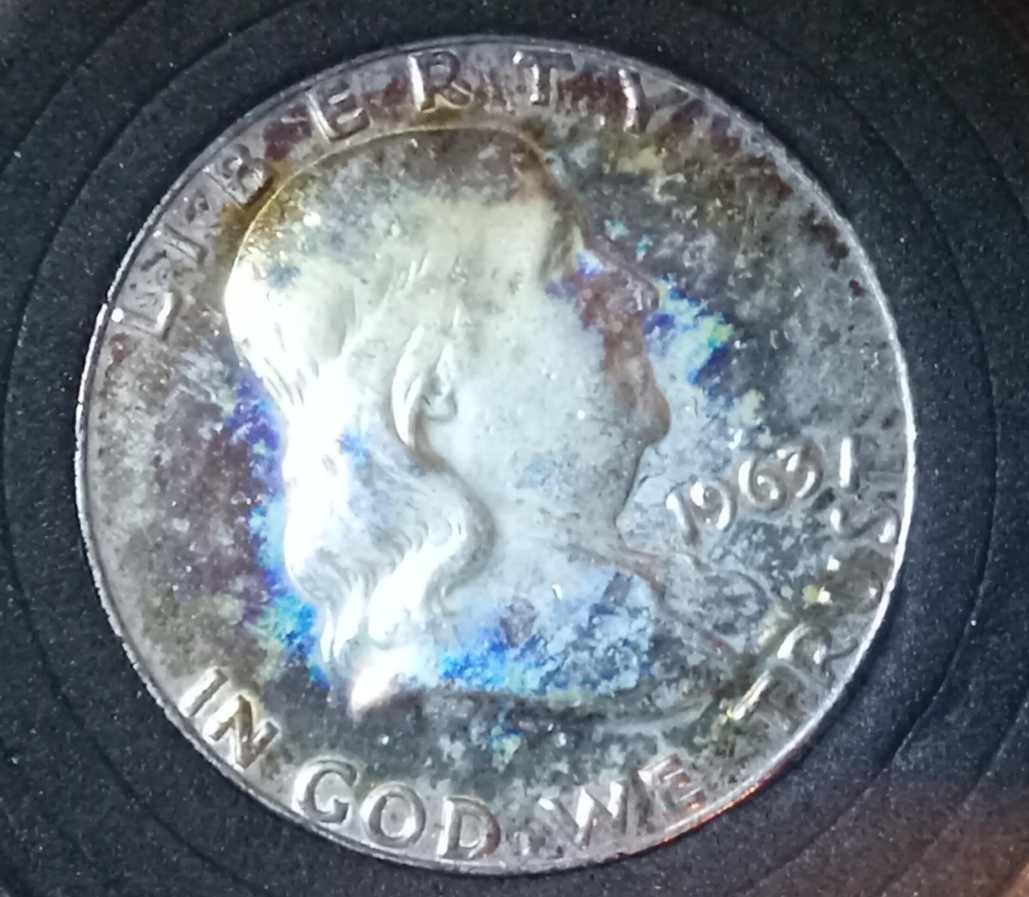 1963-D-Franklin-Half-Dollar-Toned-For-Grading