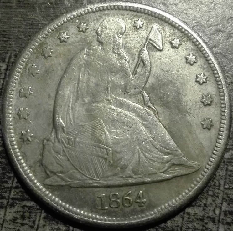 1864-CC-Seated-Dollar-For-Sale!-Verrrry-Rare!