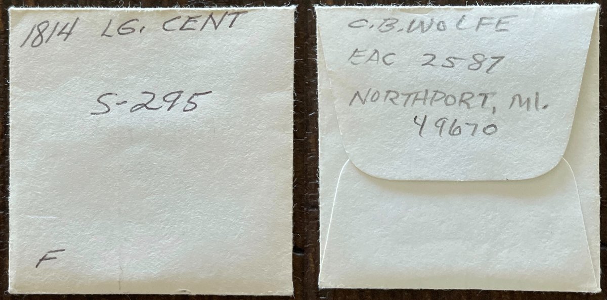 1814-Large-Cent-With-Envelope-Ex.-C.-B.-Wolfe
