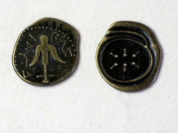 Unknown-Golden-Coin---Bird-/-Cross-/-Writing-/-Six-Lines-On-Front