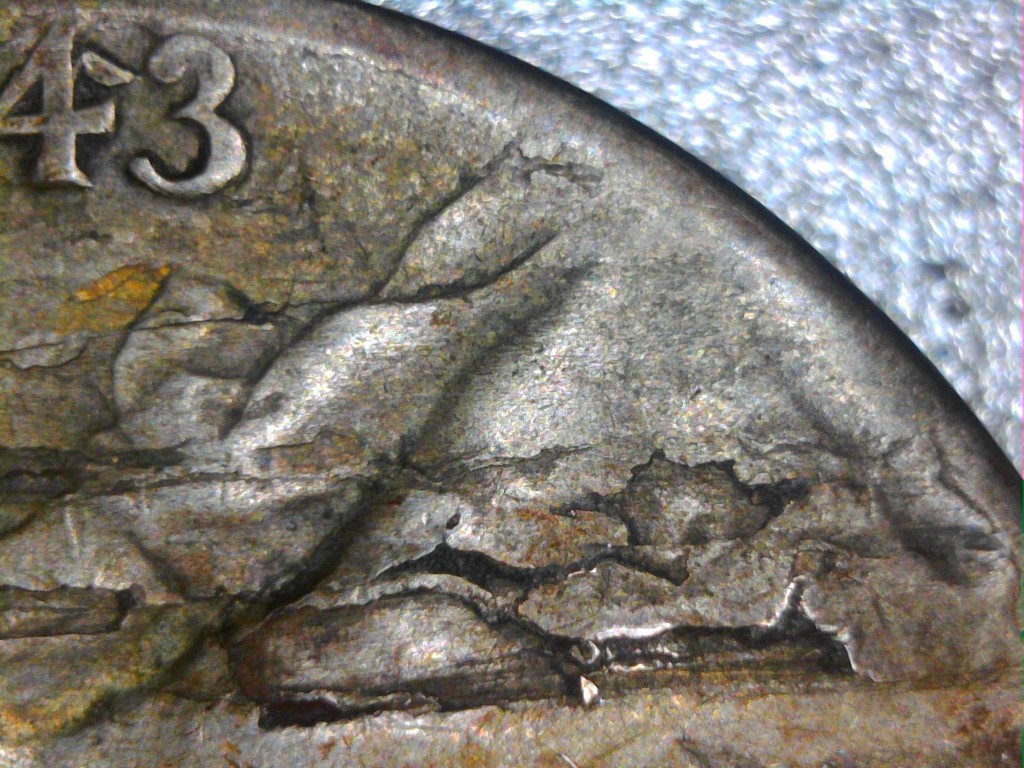 1943-P-Jefferson-Nickel-Delamination-Or-Damage