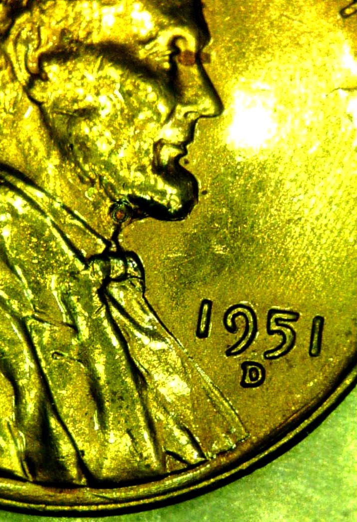 1951-D-Lincoln-Cent-With-Finger-Ring-At-Neck