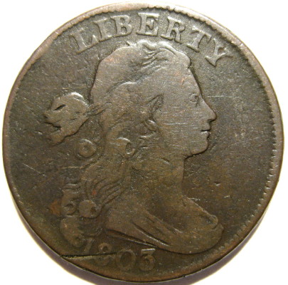 1803-Stemless-Drapped-Bust-Large-Cent-S-243-For-Grading