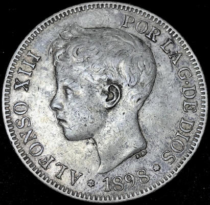 Spain-1898-5-Pesetas-For-Grading