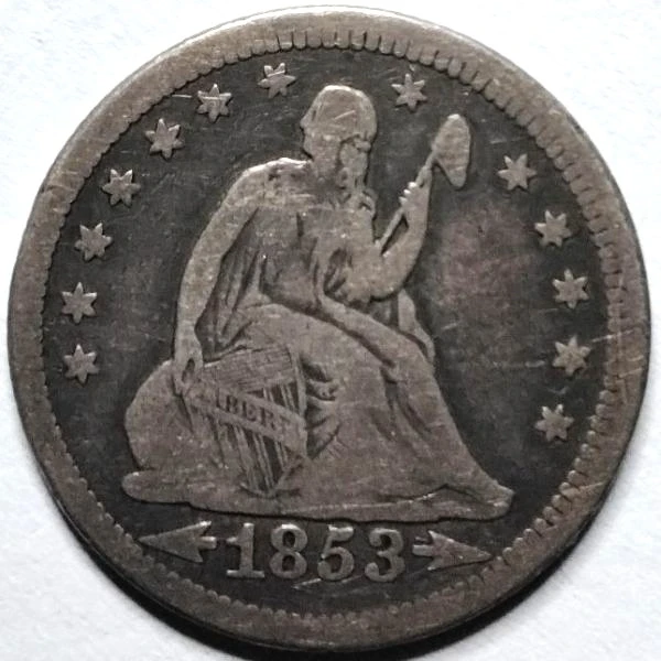 1853-Arrows-&-Rays-Quarter-For-Grading