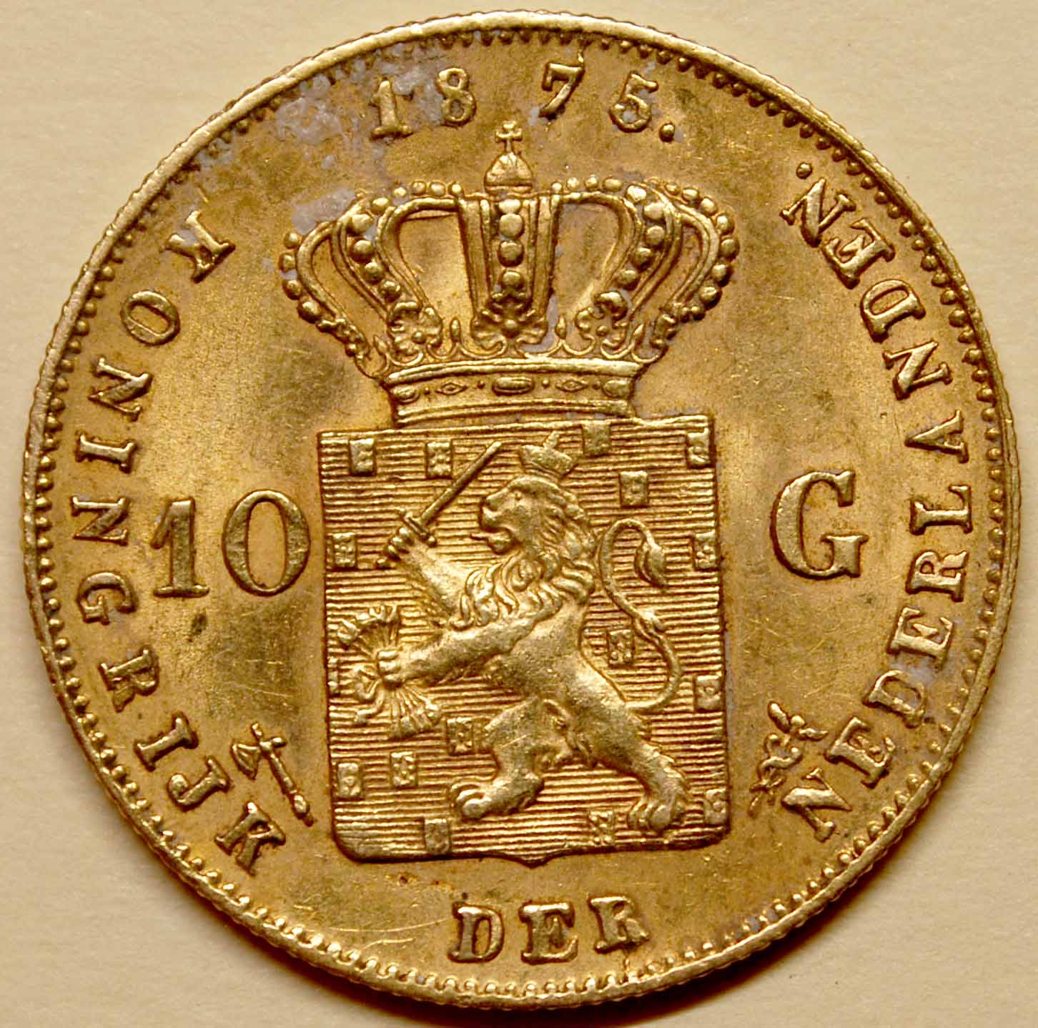 1875-10-Guilders-Netherlands-Gold-Coin,-King-Willem-III,-Found-In-Coinstar.-Best-Find-Ever?