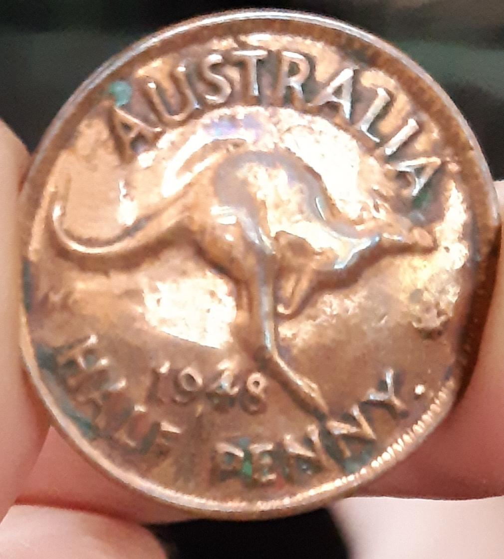 1948-Half-Penny-With-Reflective-Surface-On-One-Side