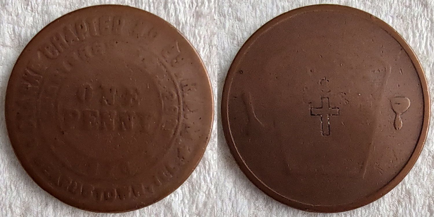 Masonic-Tokens,-Coins-And-Counter-Stamped-Pennies