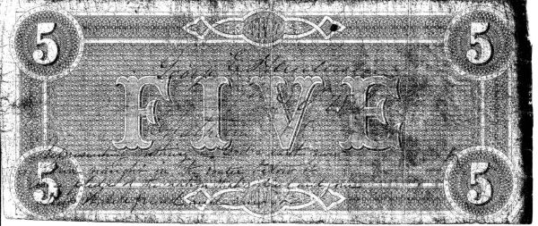 Note-On-A-Confederate-$5-Bill-Written-In-New-Brunswick,-CA