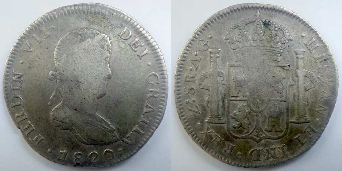 Mexico-1820-Royalist-Zacatecas-8-Reales-With-Small-Bust