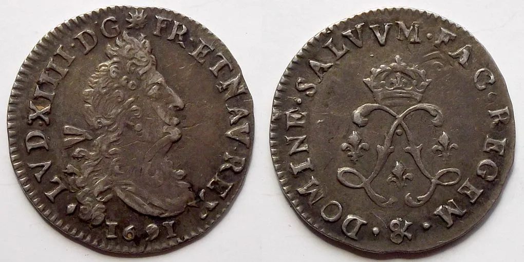 Sun-King-4-Sols-2-Deniers,-1691