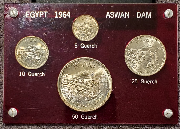 Info-Please--1964-Ah-1384-Egypt-Aswan-High-Dam-Nile-Diversion-4-Coin-Set