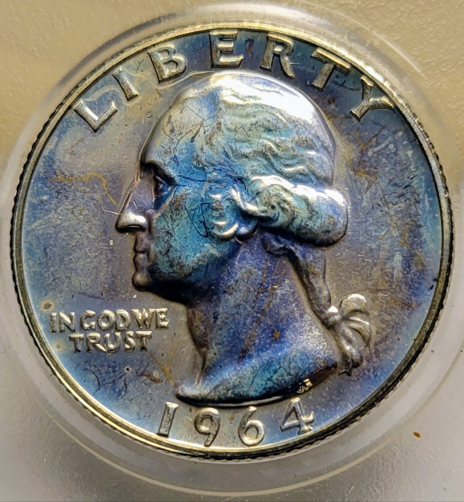 Toned-1964-Washington-Quarter-For-Grading-And-Comments