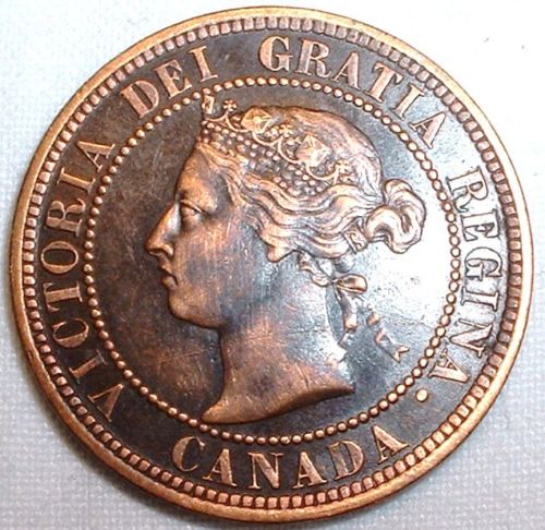 Canada-1891-Large-Cent-Die-Crack-/-Chip-On-C