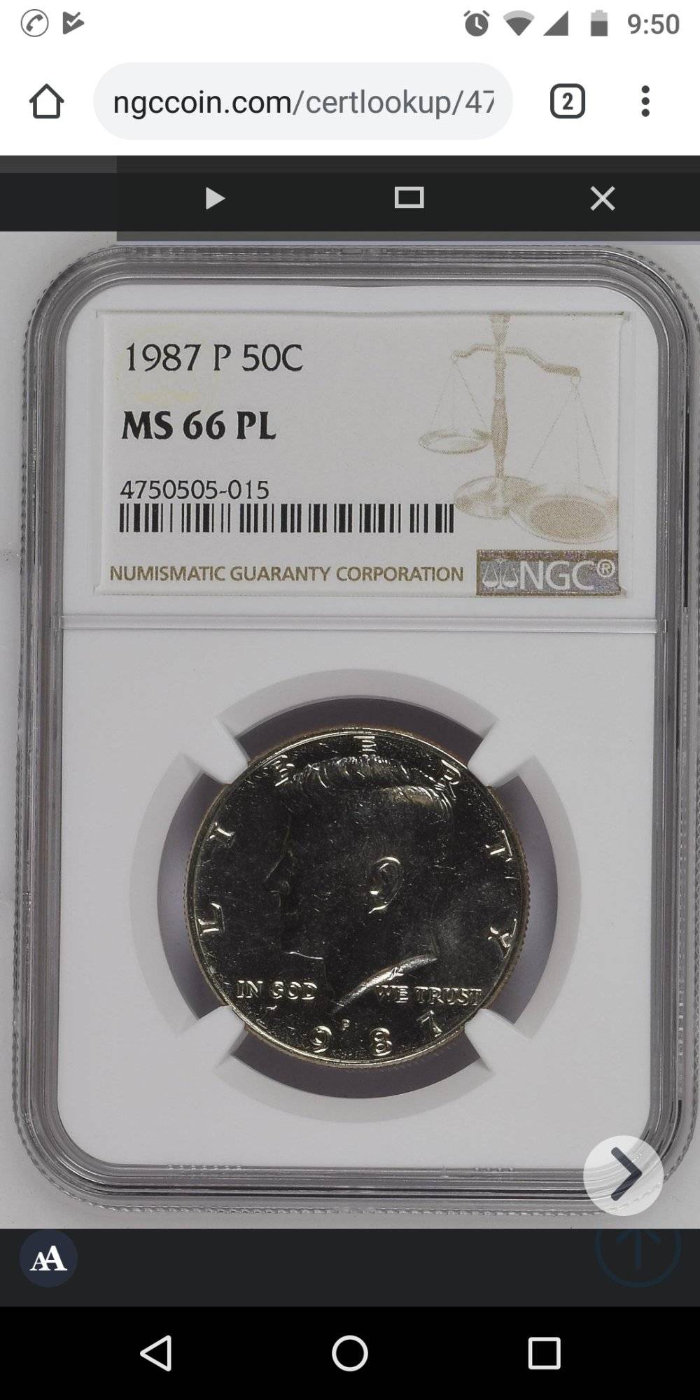 1987-P-Kennedy-Half-Dollar-MS-66-Prooflike-Designation