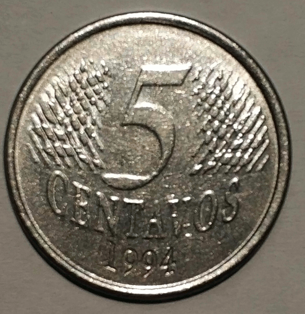 5-Centavos-1994,-Real-Plan-Brazil,-Mule-Cabecinha