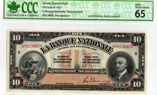 1922-10-Dollar-Bank-Note---Gem-Uncirculated-65---Specimen