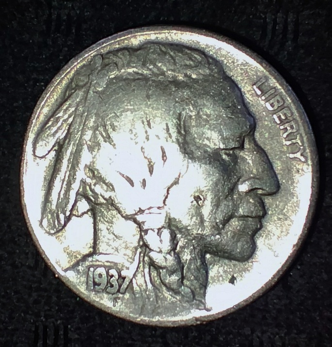 1937-Buffalo-Nickel-,-What-Do-You-Think?five-Cents--DD?