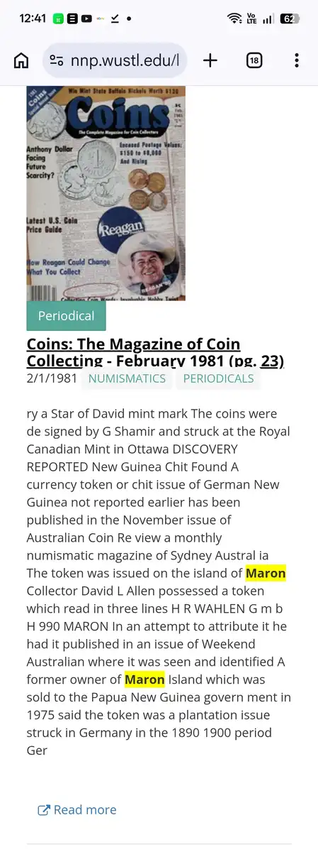Maron-Island-Token-German-New-Guinea