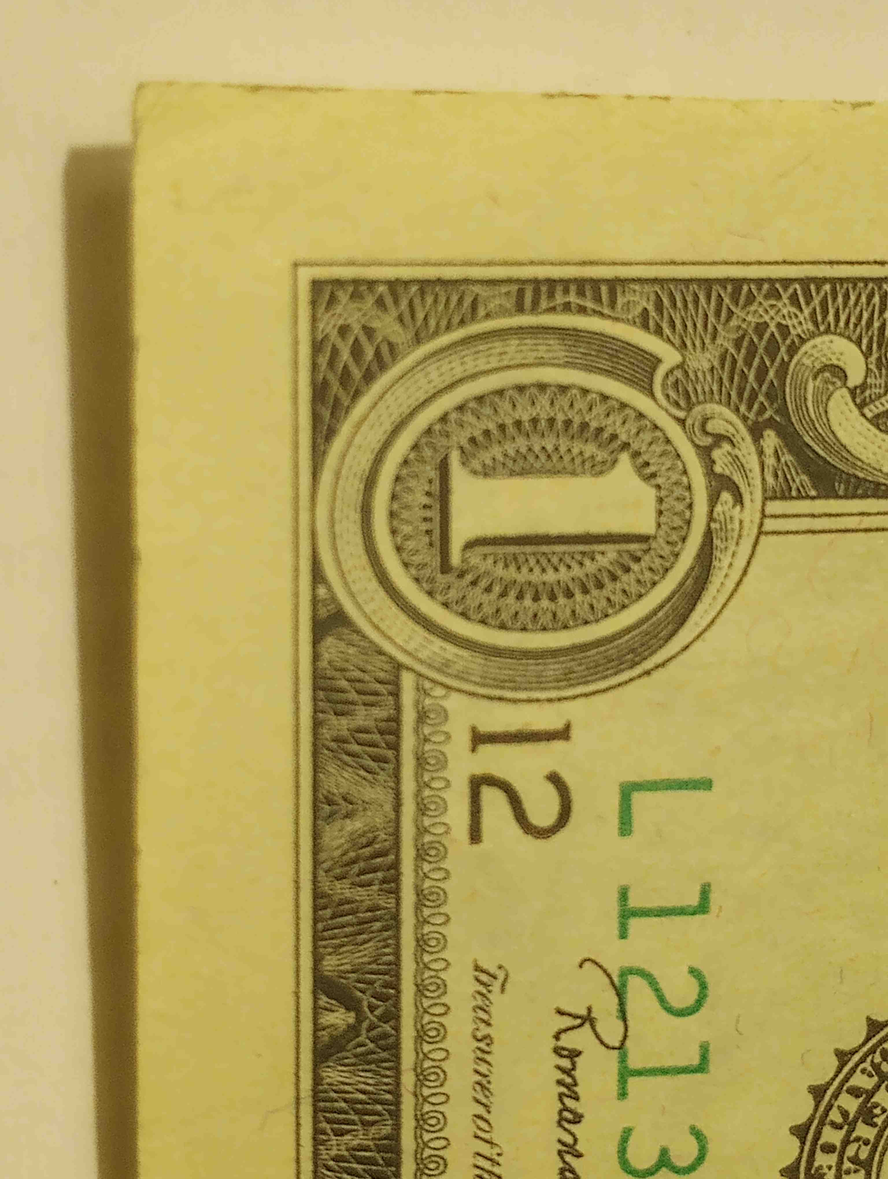 1969-D-$1-Bill-With-Major-Miscut-Up-To-Edge.-Misaligned-Printing.-Excellent-Condition,-Like-New.
