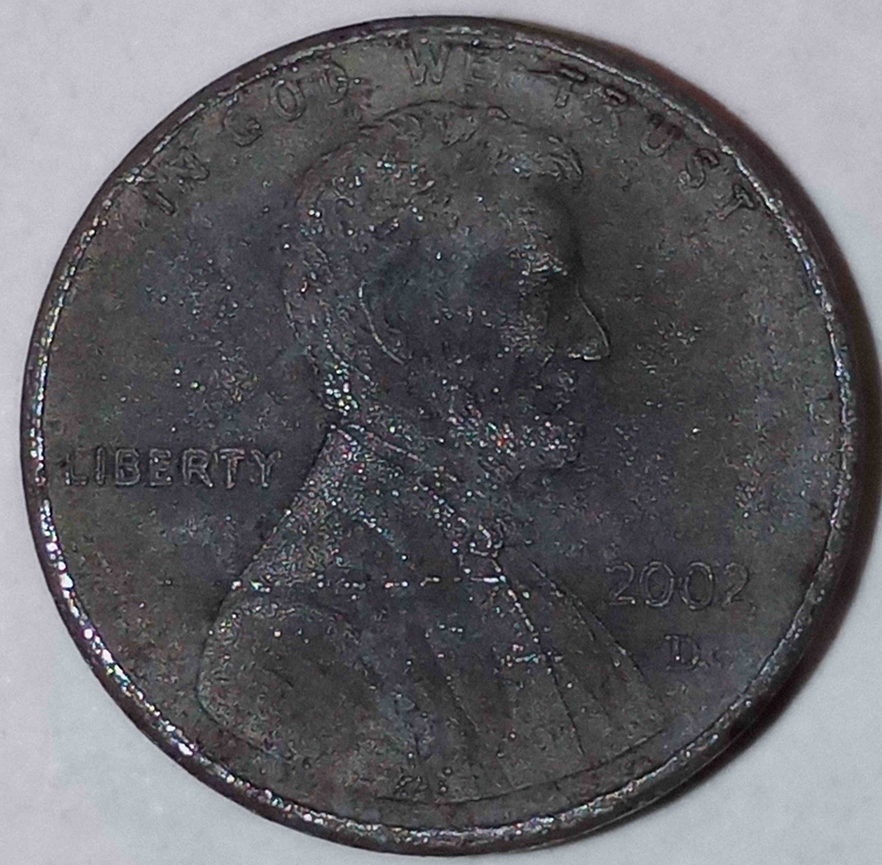 2002-D-Penny-Struck-On-Zinc-Planchet,-Plating-Error?