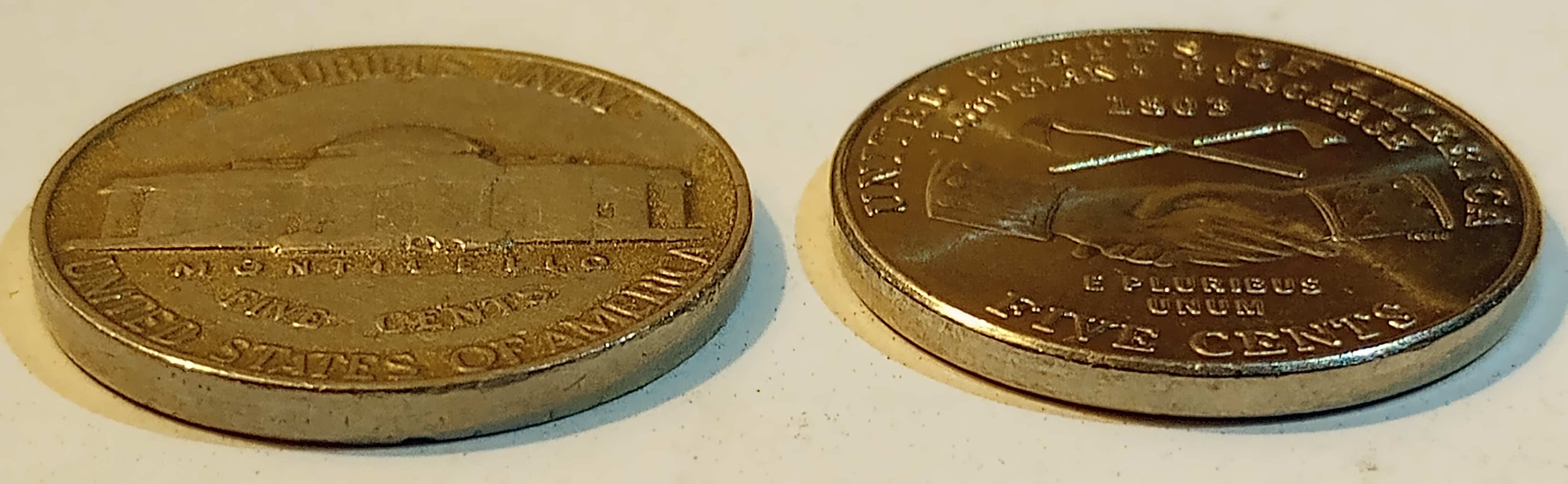 1939-No-Mint-Mark-And-2004-D-BU-Nickels,-Found-In-Circulation