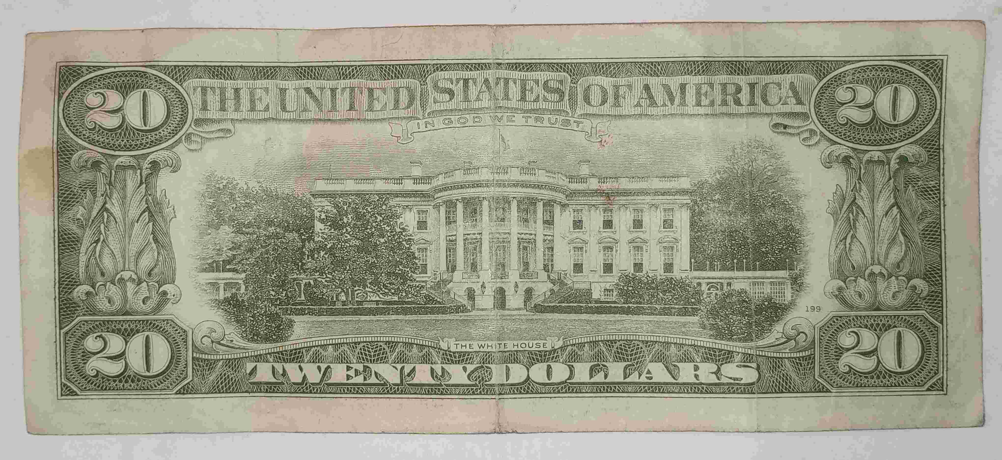 1985-$20-Bill-With-Creases,-Circulation-Wear.