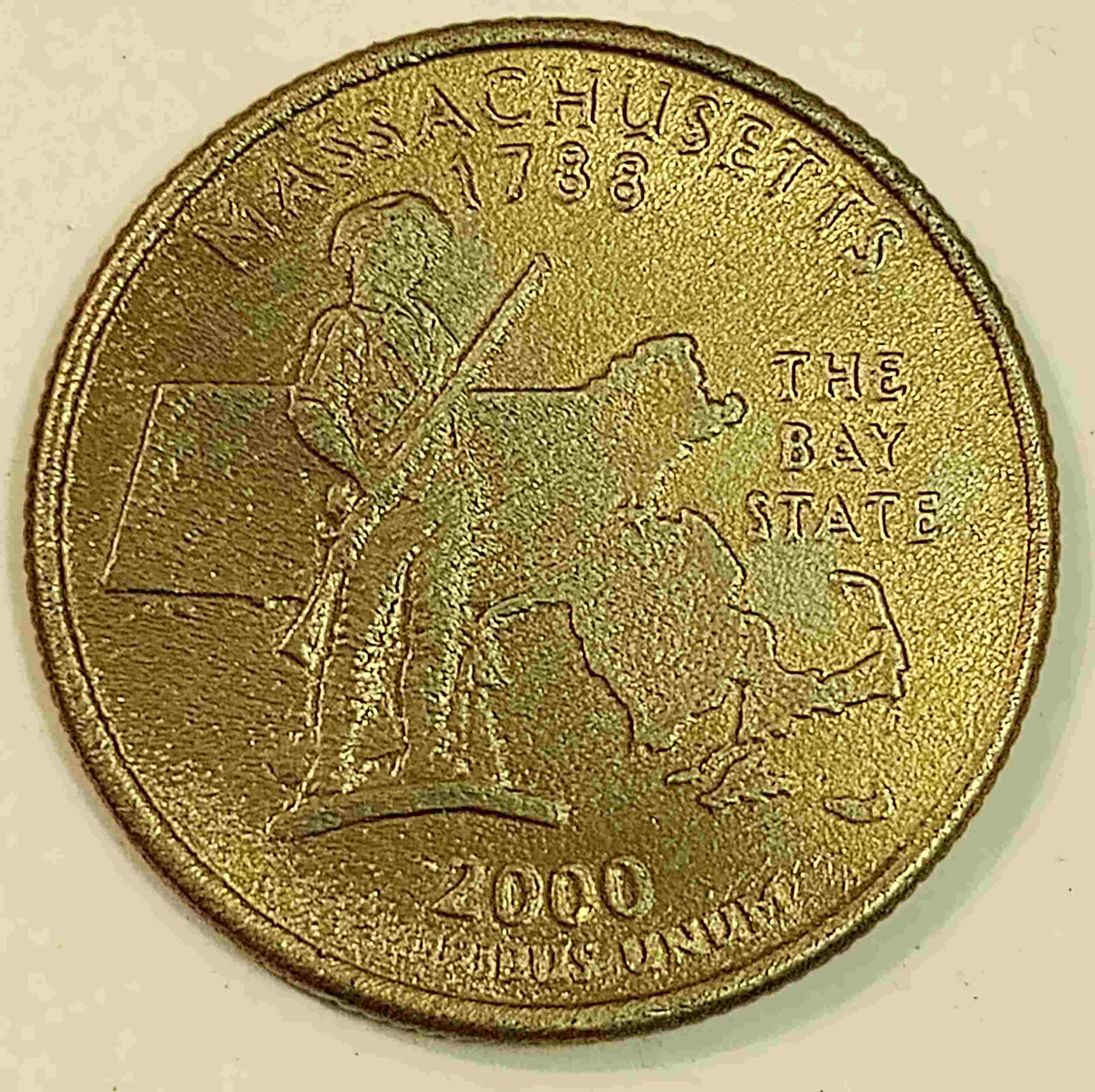 2000-D-Massachusetts-Gold-Bronze-Quarter-With-Improper-Annealing-Or-Other-Mint-Error?