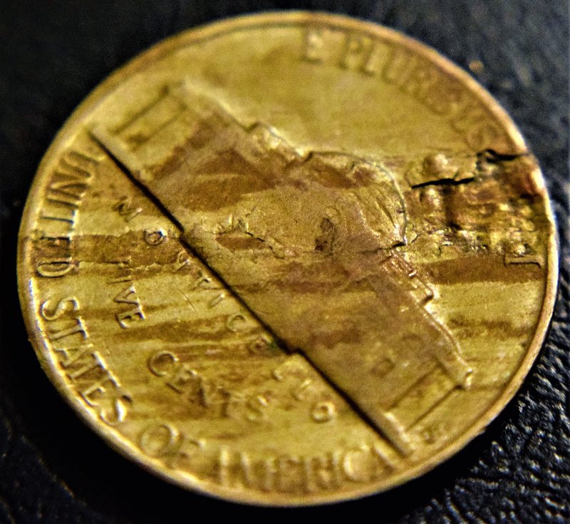 1954-Jefferson-Nickel.-Improper-Alloy-Mix/Lamination