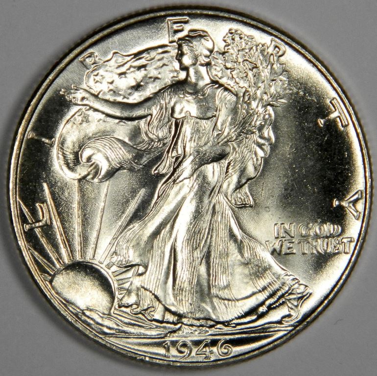 1946-Walking-Liberty,-Very-Bright,-Unslabbed