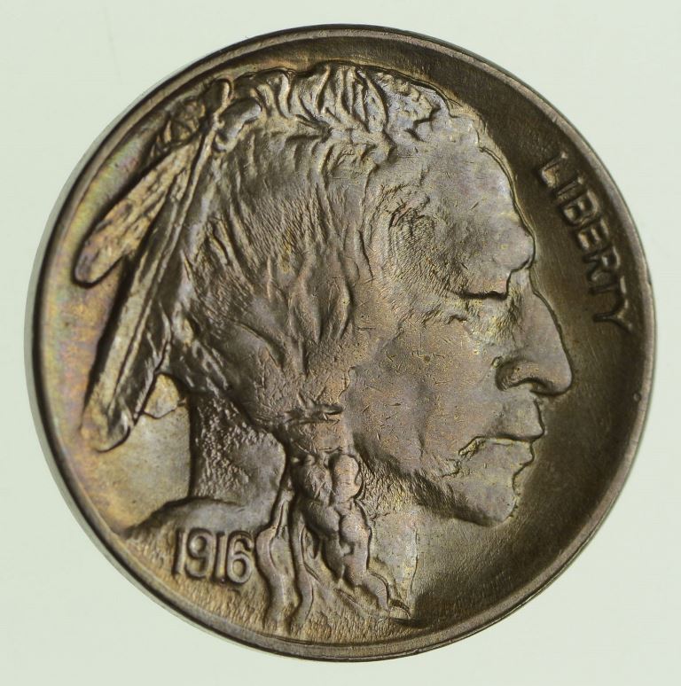 2-Buffalo-Nickels-1916-And-1919...weird-Obverse-Same-Seller