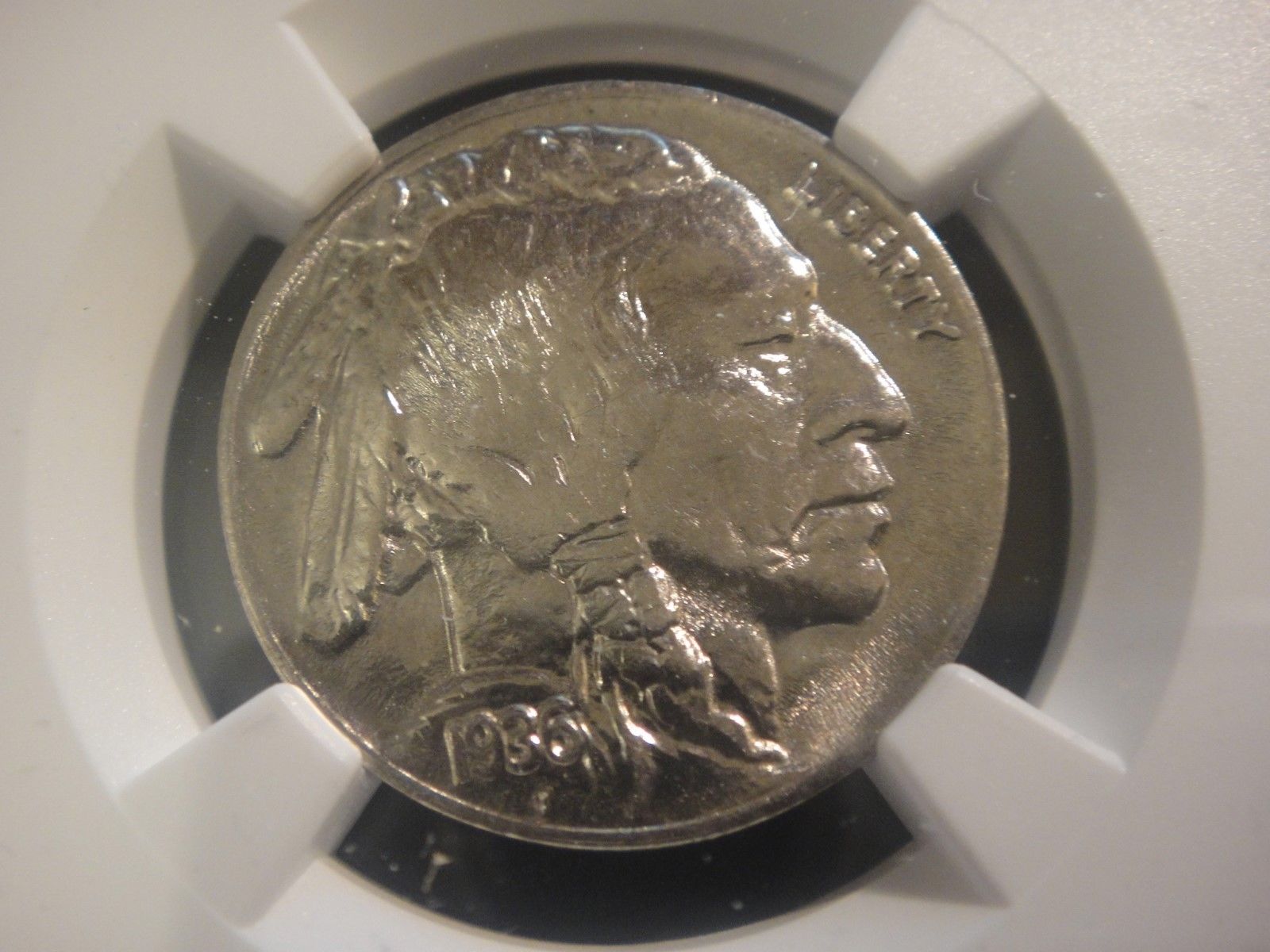 1936-Buffalo-Nickel,-Slabbed,