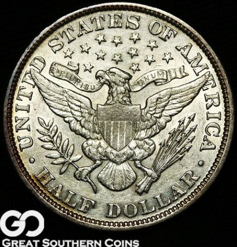 1898-Barber-Half,-Unslabbed,-Toning