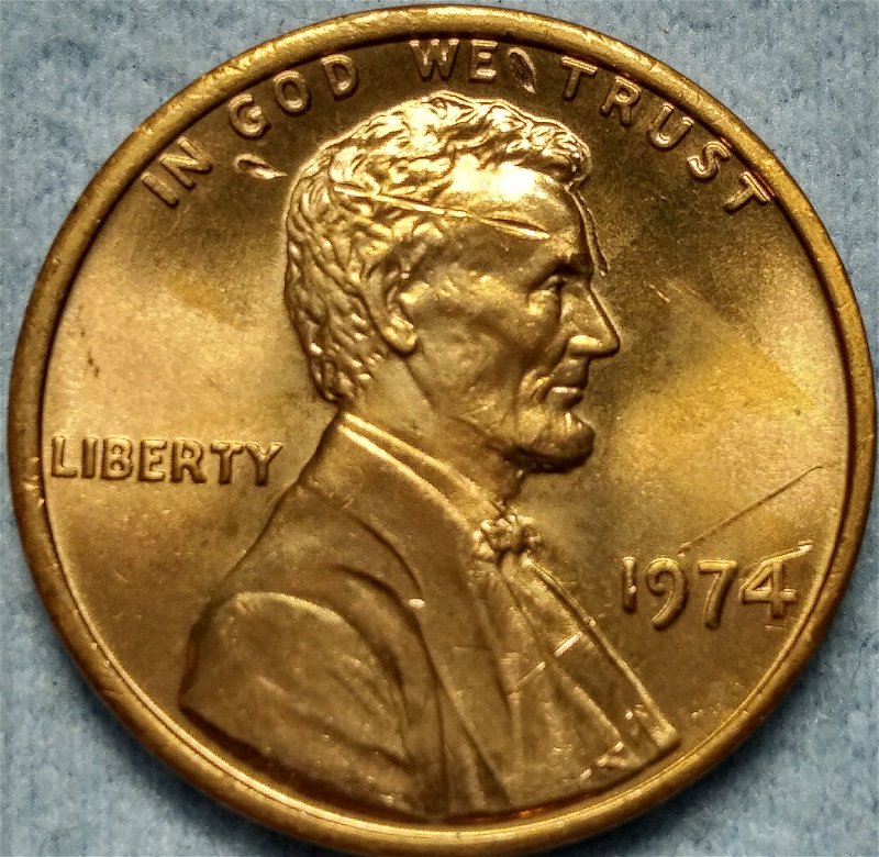 Uncirculated-1974-Lincoln-Cent-With-Scratchs-From-Philadelphia-Mint