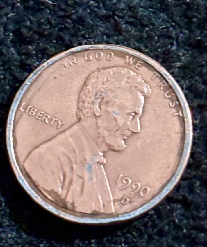 1990-D-Penny-Greyish/Silverish