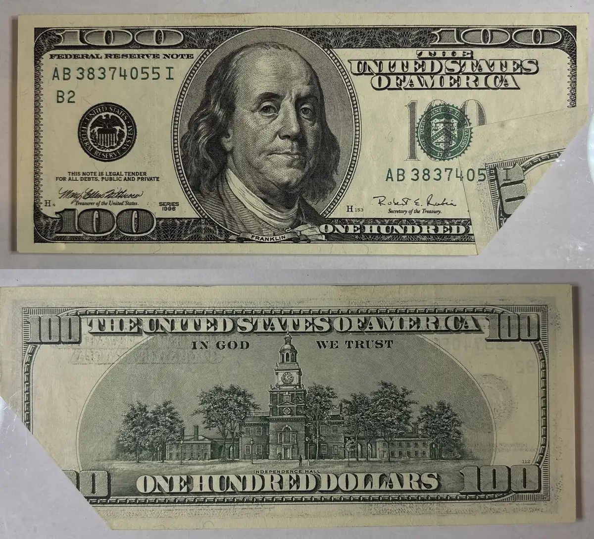 Series-1996-$100-Printed-Fold-With-Ink-Ghosting