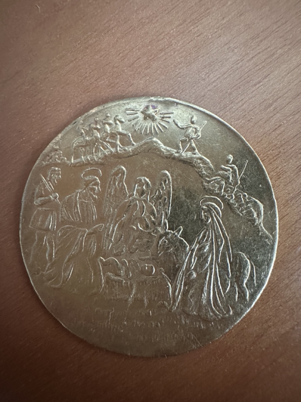 Gold-Religious-Coin/Medal-Id:-Baptism/Nativity-Religious-Medal