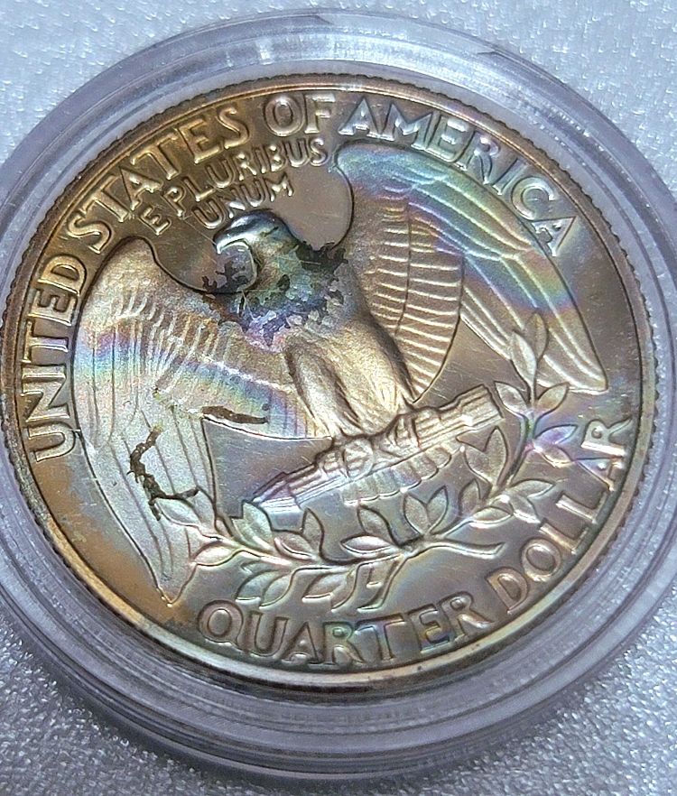 Rainbow-Toned-1980-S-Proof-Quarter.-Washington-Looks-Sick.