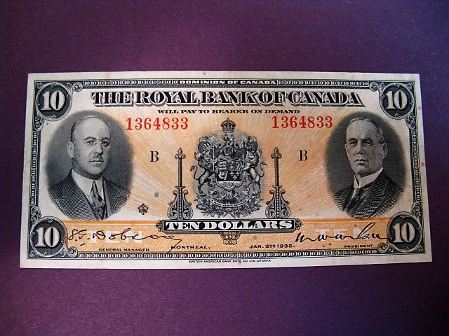 Banknotes-For-Grading---1935-Bofc-25$-&-1935-RBc-$10
