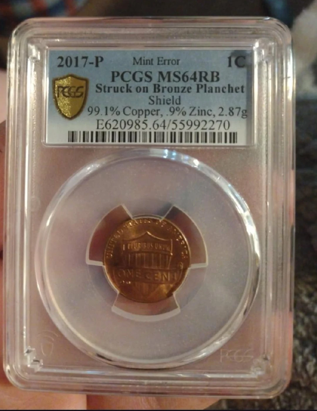 2017-Philadelphia-Minted-Lincoln-Shield-Cent-Struck-On-Bronze-Planchet