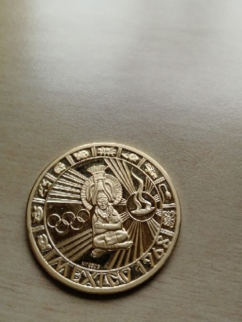 1968-Mexico-Gold-Olympic-Coin-Of-A-Discus-Thrower