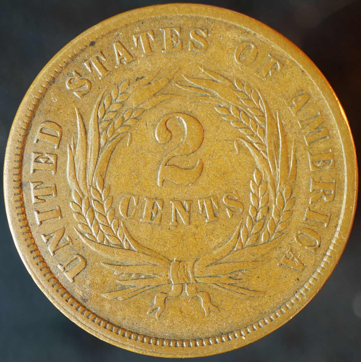 1864-2-Cent-Die-Crack-Reverse