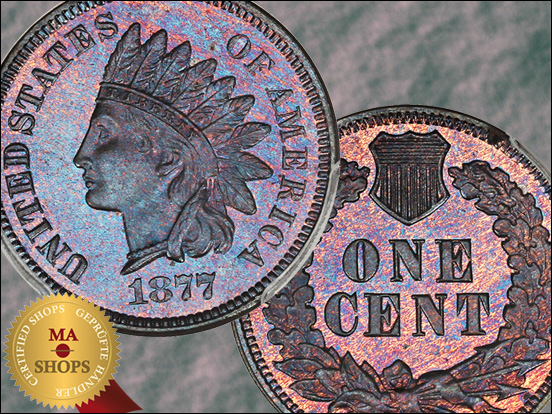 A-Very-Scarce-Indian-Cent-US-1877-1c-PCGS-Proof-65-BN