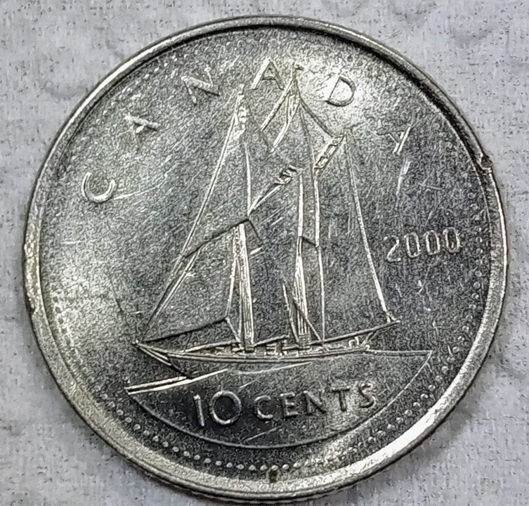 2000-Canadian-Dime-With-A-Matte-Finish-And-A-Possible-Missing-Engravers-Initials