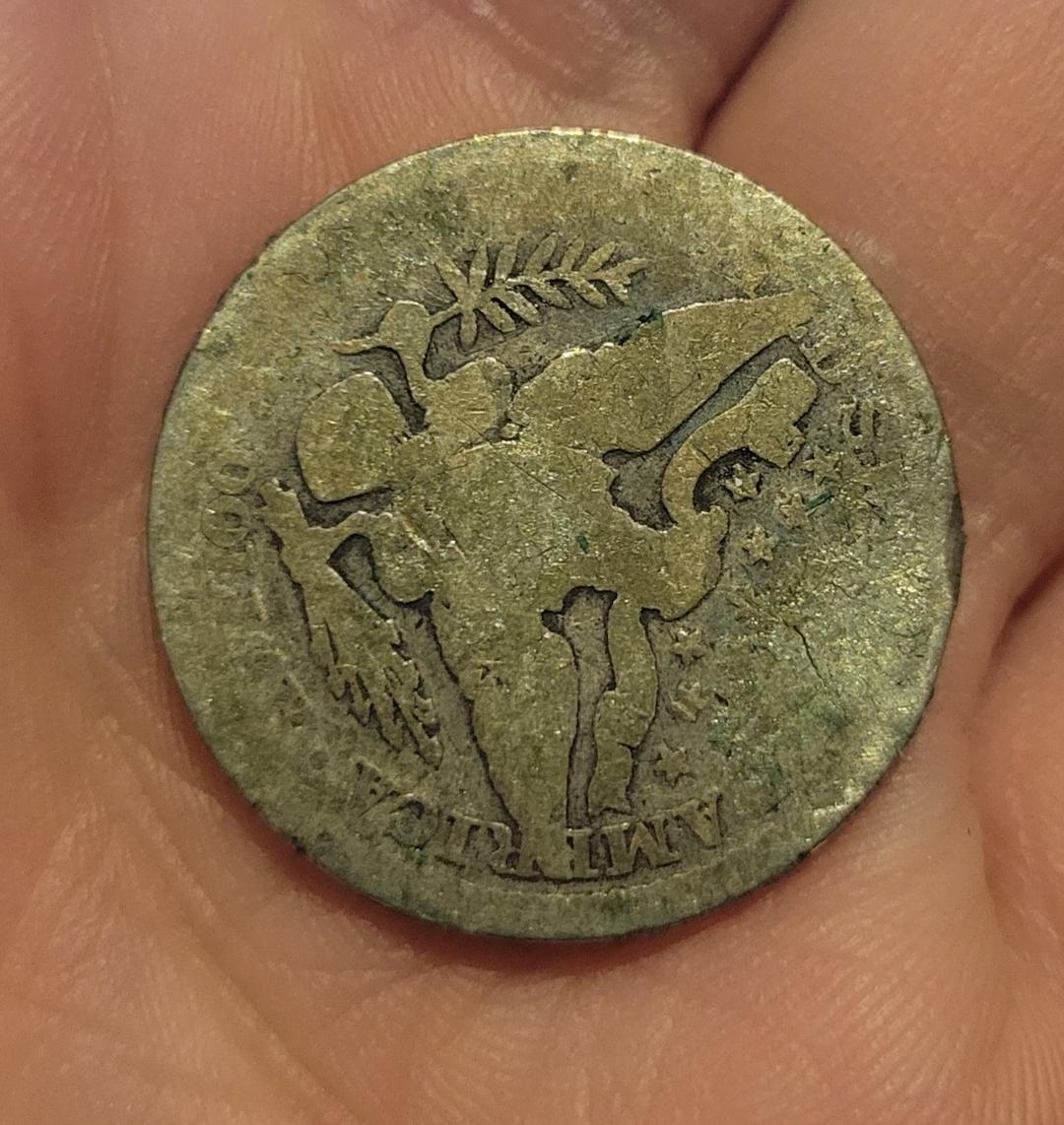 1898-Barber-Quarter-Planchet-Error?/Missing-Copper?